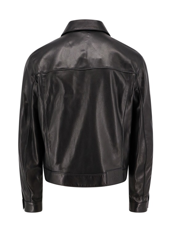 Shop Versace Leather Jacket In Black