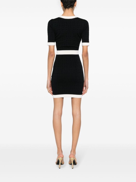Shop Elisabetta Franchi Monogram Jacquard Mini Dress In Black