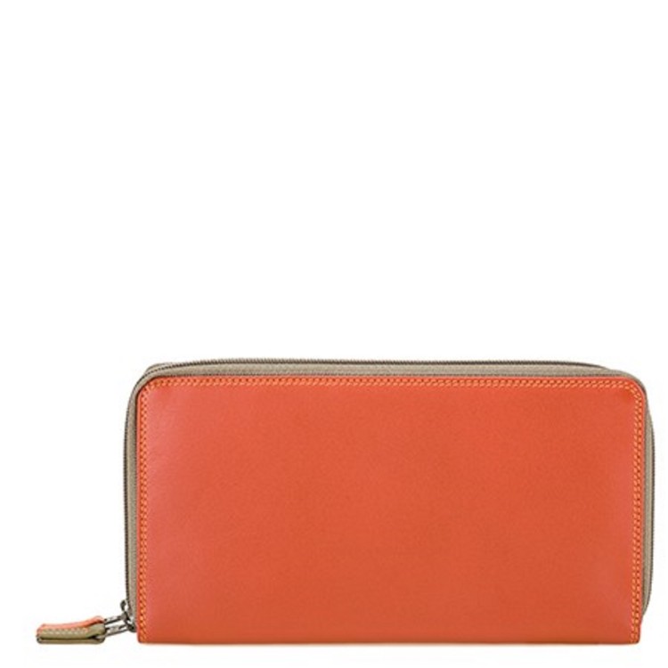 Mywalit Orange-brown Leather Wallet In Orange