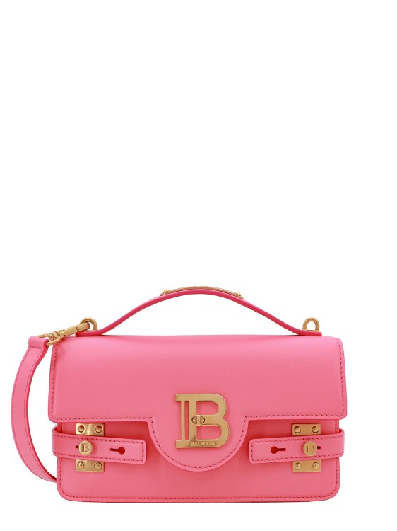Shop Balmain Leather Handbag With Iconic Metal Closure In Pink