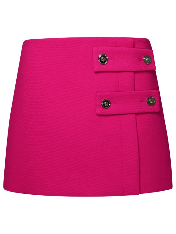Shop Versace Fuchsia Silk Blend Miniskirt In Pink