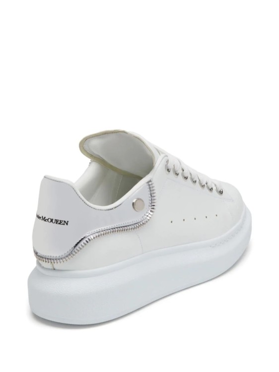 Shop Alexander Mcqueen White/silver Oversized Zip Sneakers