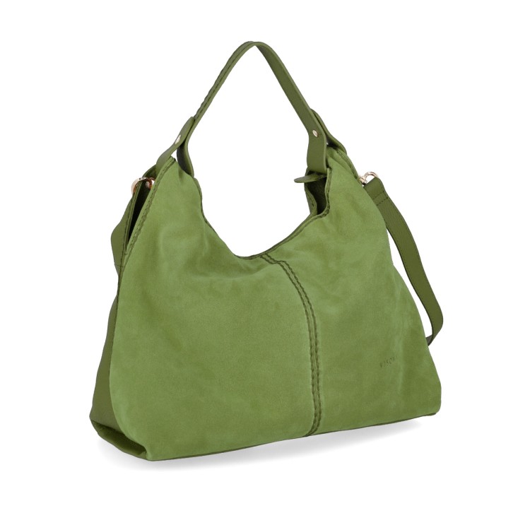 Plinio Visona' Green Suede Leather Bag In Green
