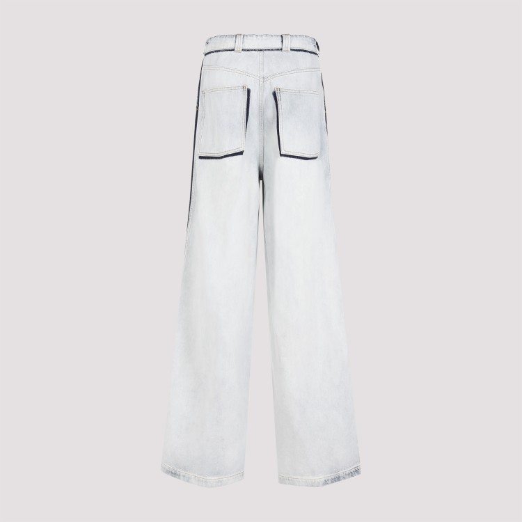 Shop Maison Margiela Light Blue Cotton Pants In White
