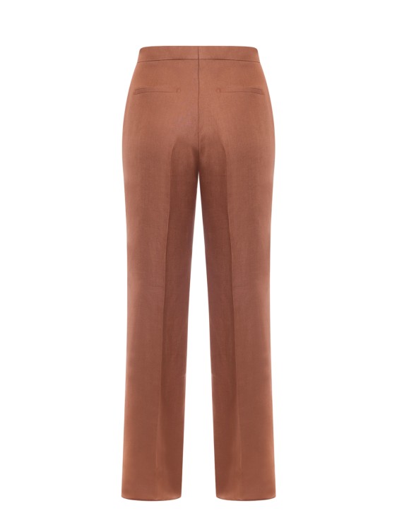 Shop Tagliatore Linen Trouser With Frontal Pinces In Brown