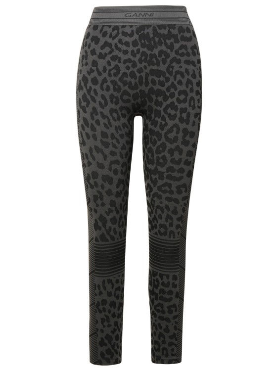 Ganni Leopardati Leggings In Black