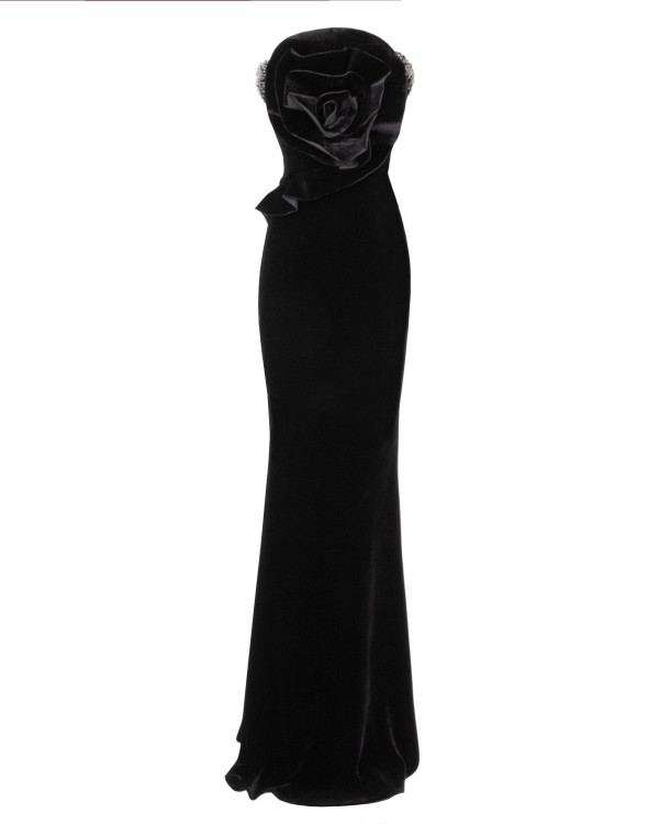 Gemy Maalouf Beaded Strapless Slim Dress - Long Dresses In Black