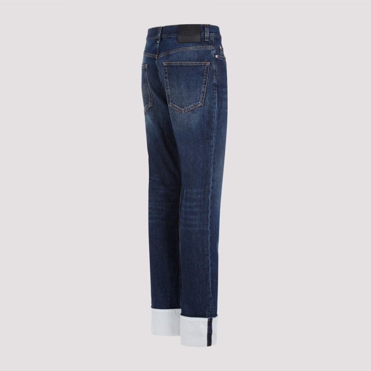 Shop Loewe Washed Indigo Blue Cotton Fisherman Turn-up Jeans In Black