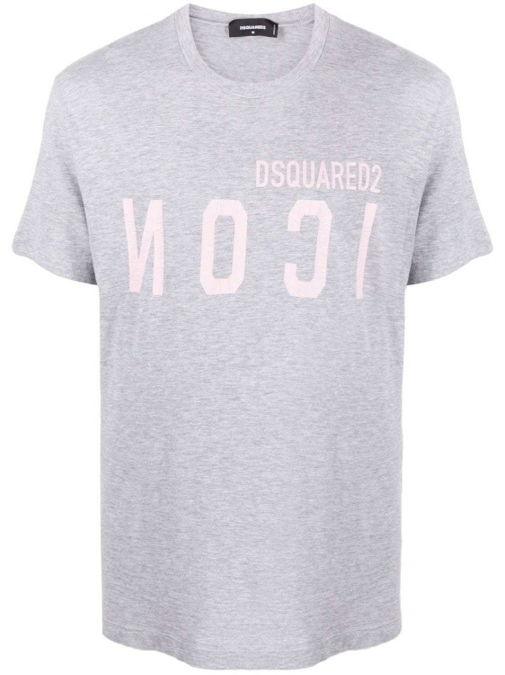 Shop Dsquared2 Reverse Logo-print Grey T-shirt In White