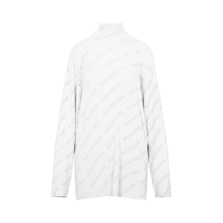 Shop Balenciaga Light Grey Oversize Turtleneck Sweater