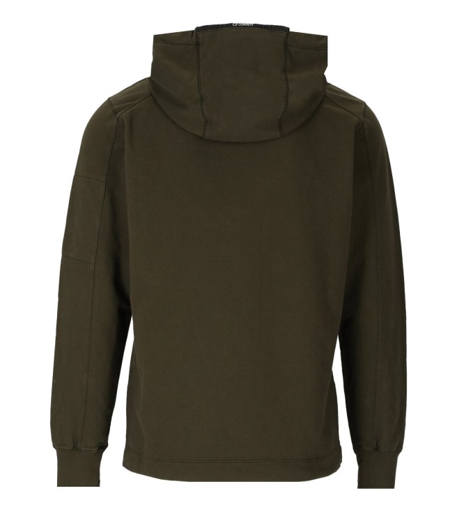 Shop C.p. Company Light Fleece Military Green Hoodie In Black