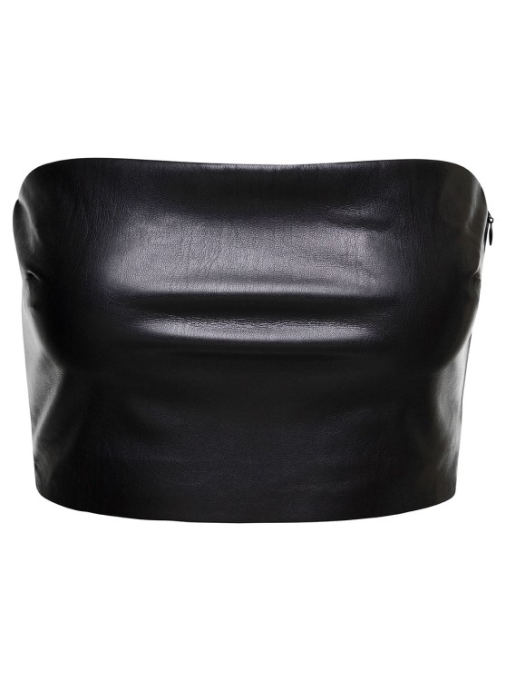 Andamane Black Bandeau Tube Top Crop Faux Leather In Polyester