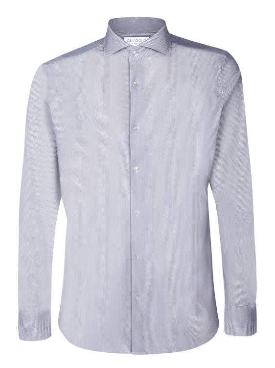 Shop Dell'oglio Long Sleeve Shirt With Vertical Striped Pattern In White