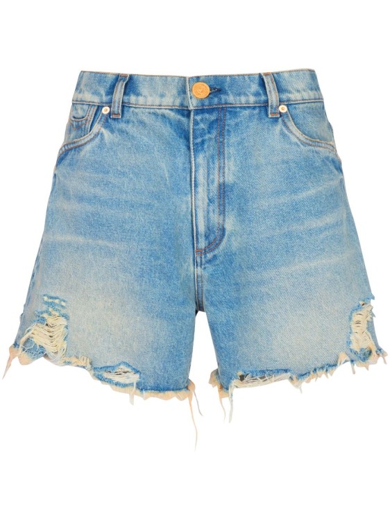 Shop Balmain Vintage Blue Denim Shorts