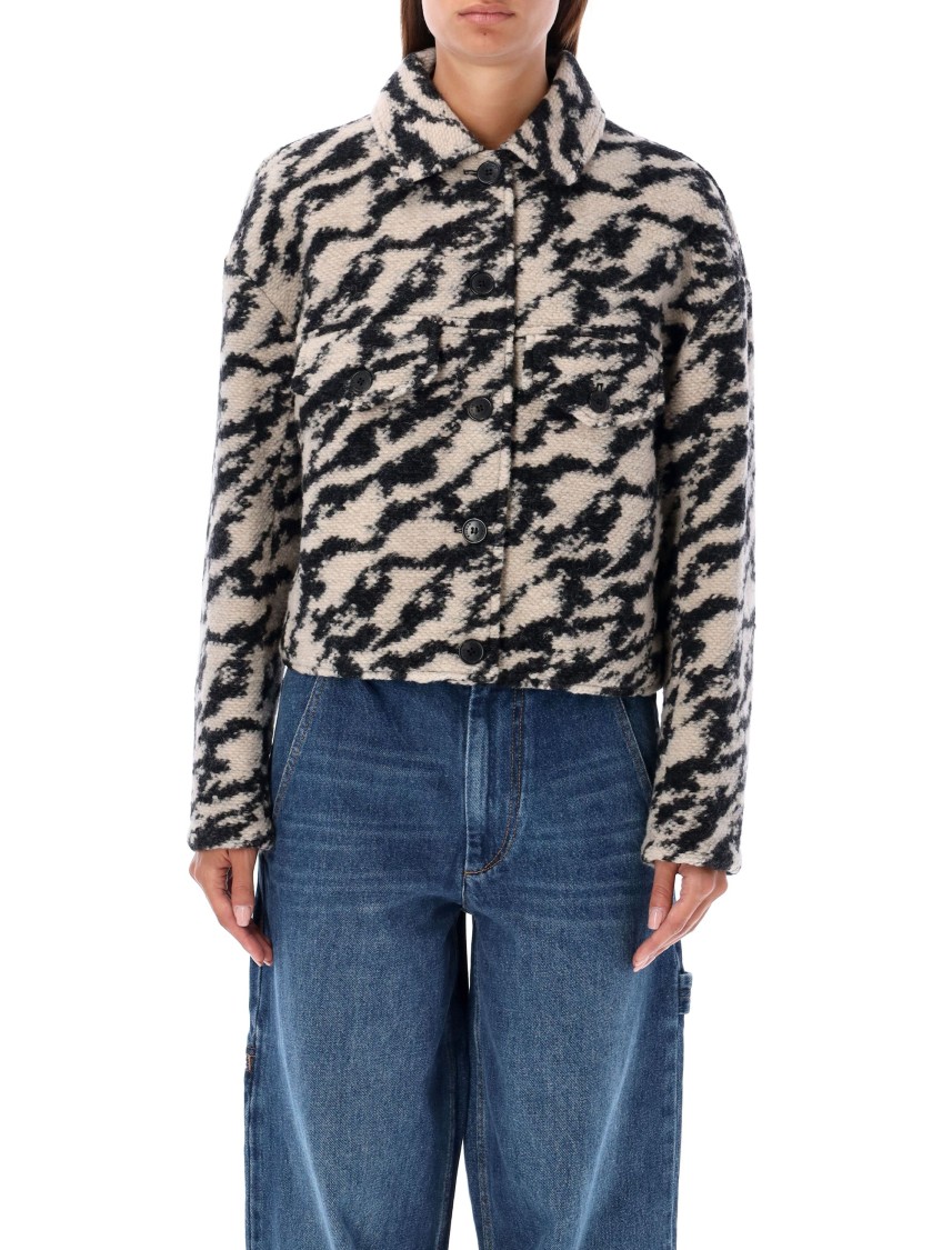 Isabel Marant Étoile Isabel Marant Etoile Womens Black Beige Ferida Cropped Wool-blend Jacket In Black