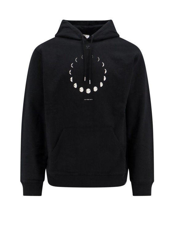Shop Courrèges Cotton Sweatshirt With Moon Fleece Print In Black
