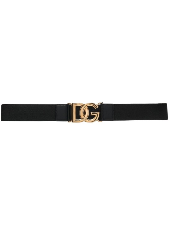Dolce & Gabbana Logo-plaque Elasticated Belt In Black