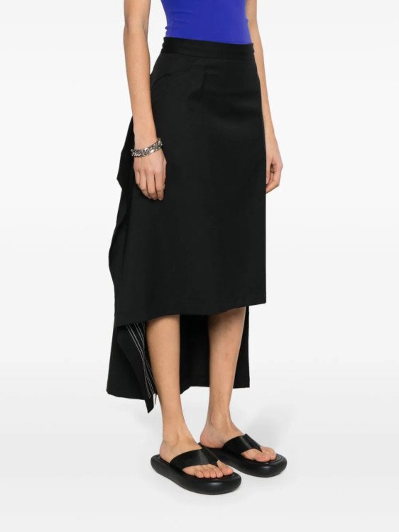 Shop Y-3 Black Asymmetric Stripes Midi Skirt