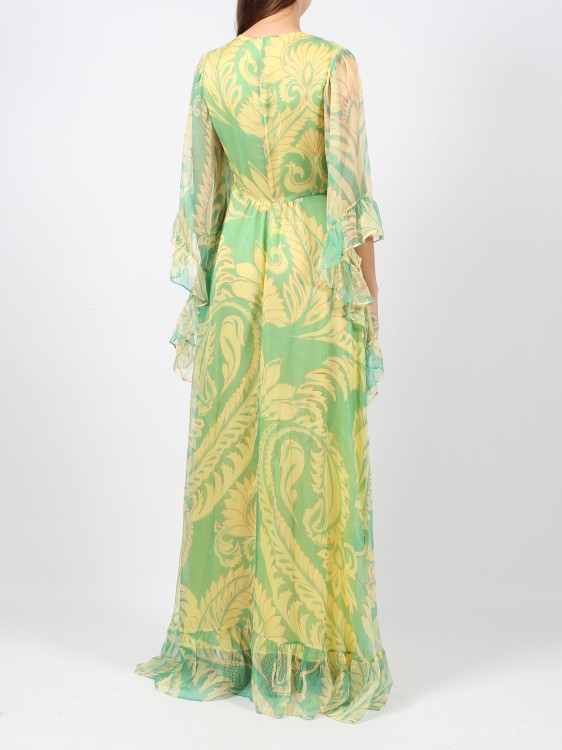 Shop Etro Printed Tulle Dress In Green