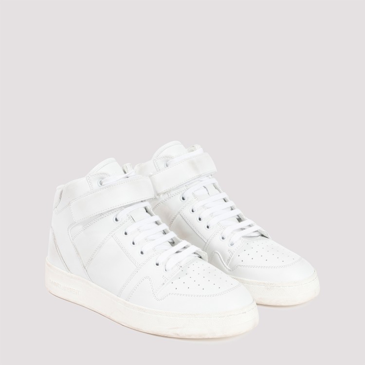 Shop Saint Laurent Optical White Leather Jefferson Sneakers
