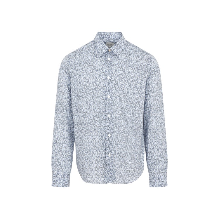 Shop Paul Smith Light Blue Cotton Flowered Shirt In White