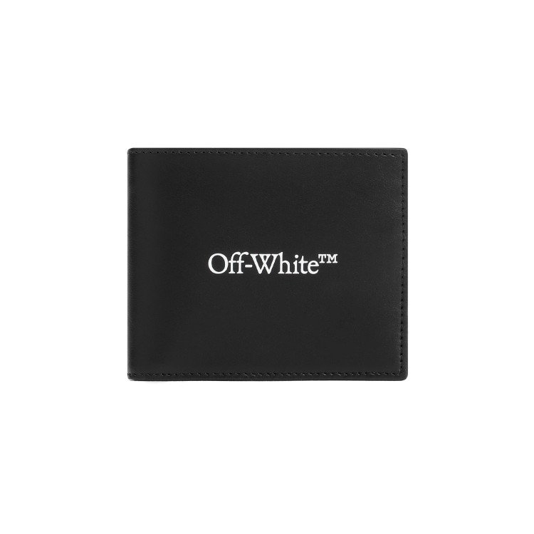 Shop Off-white Bookish Bi-fold Black White Calf Leather Wallet