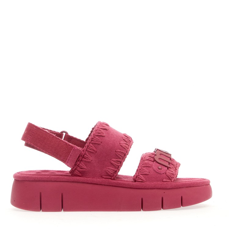 Mou Wedge With Two Bands In Fuchsia Suede In Multi