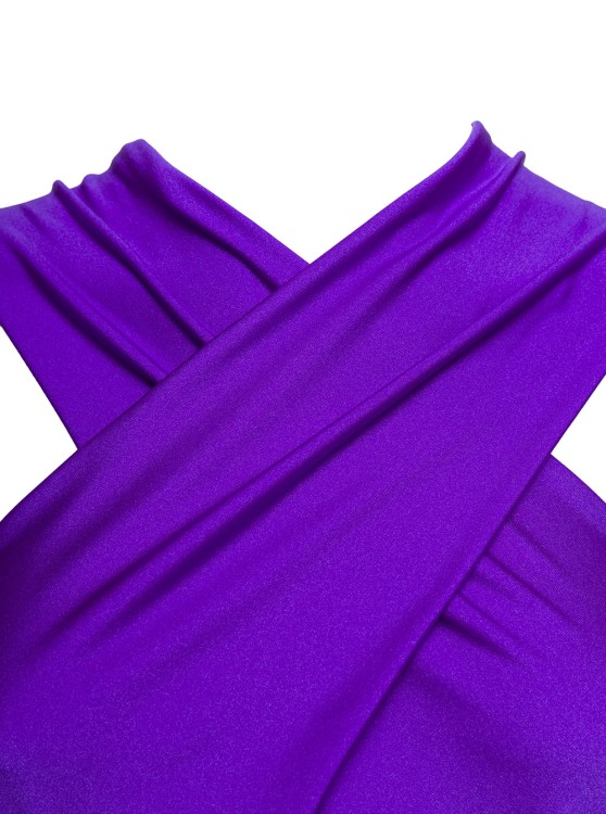 Shop Andamane Hola' Violet Jumpsuit With Halterneck And Cut-out In Stretch Polyamide In Purple