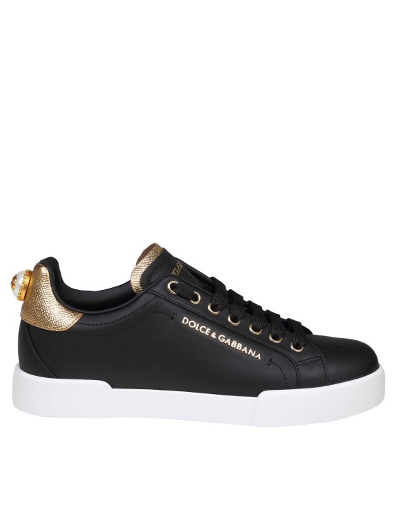 Shop Dolce & Gabbana Black Leather Portofino Sneakers