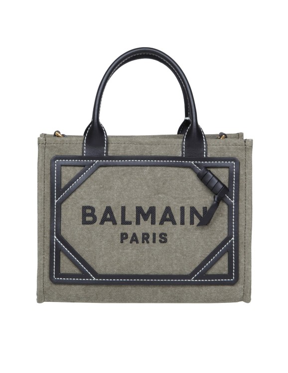 Shop Balmain B-army Shopper Bag In Canvas With Logo In Neutrals