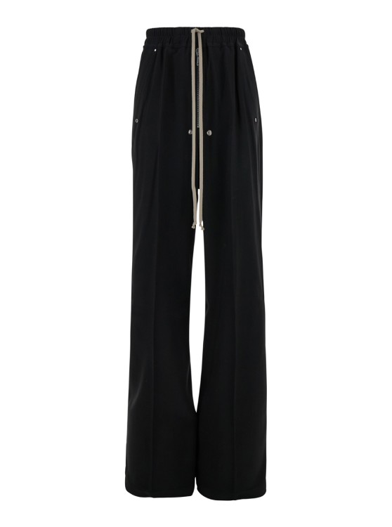 Shop Rick Owens Black Wide Pants With Oversized Drawstring In Jersey