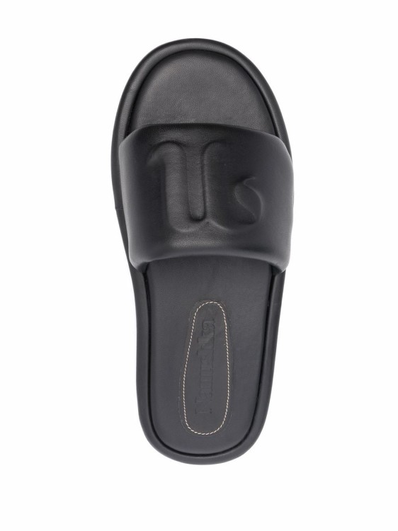 Shop Nanushka Logo-embossed Leather Sandals In Black