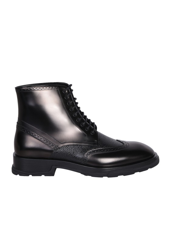 Alexander Mcqueen Black Leather Ankle Boots