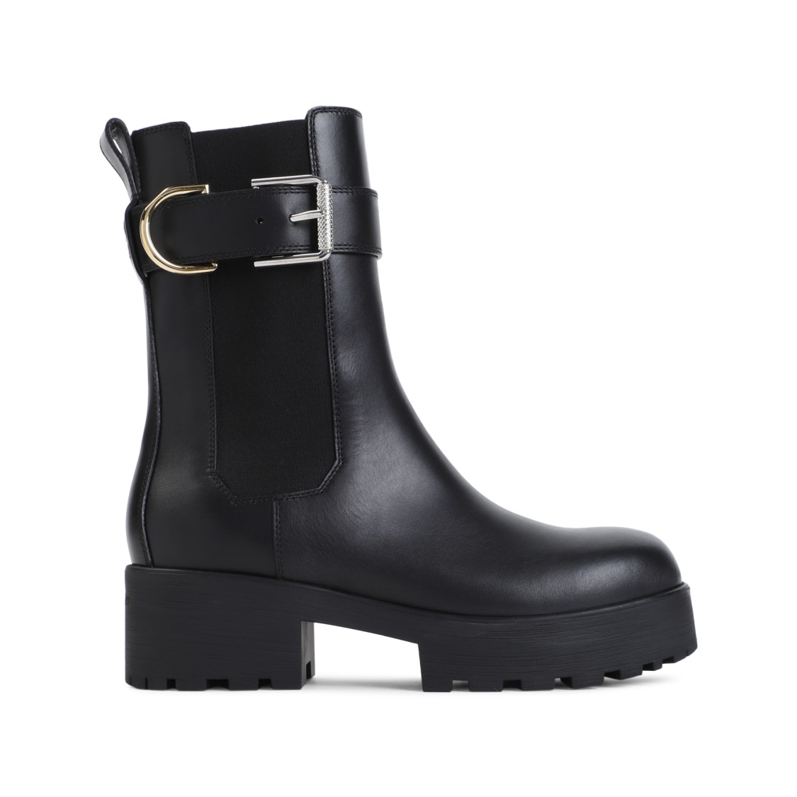 Givenchy Voyou Leather Buckle Chelsea Boots In Black