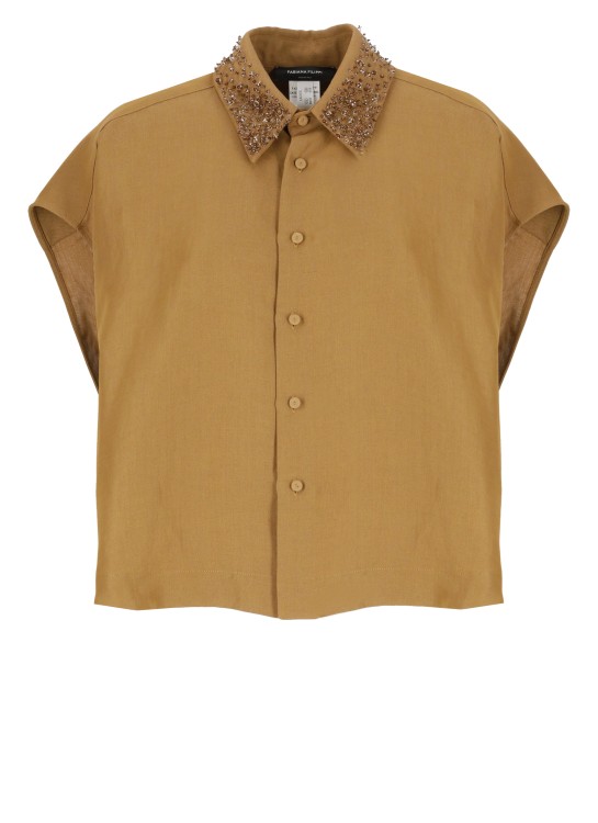 Shop Fabiana Filippi Linen And Viscose Shirt In Brown