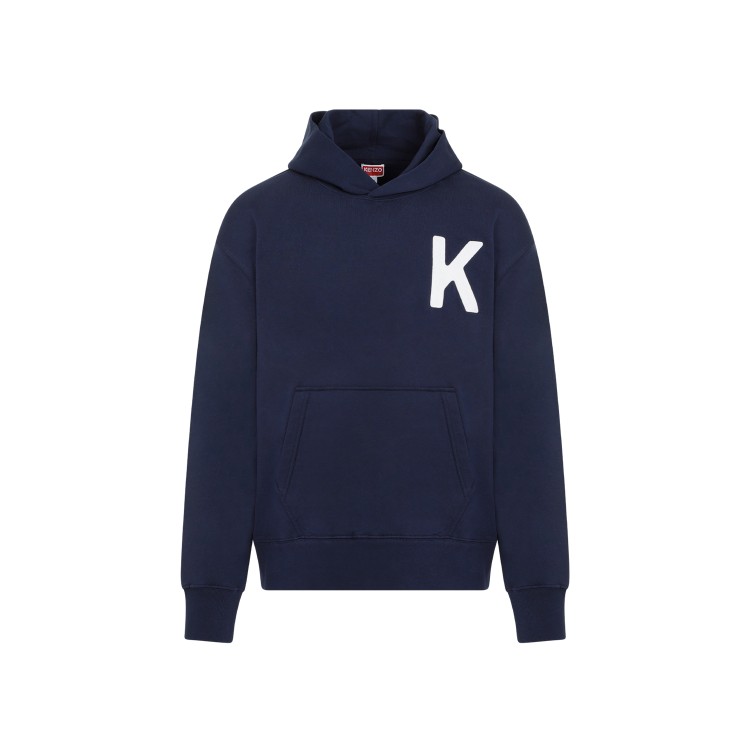 Kenzo Lucky Tiger Blue Cotton Hoodie In Black