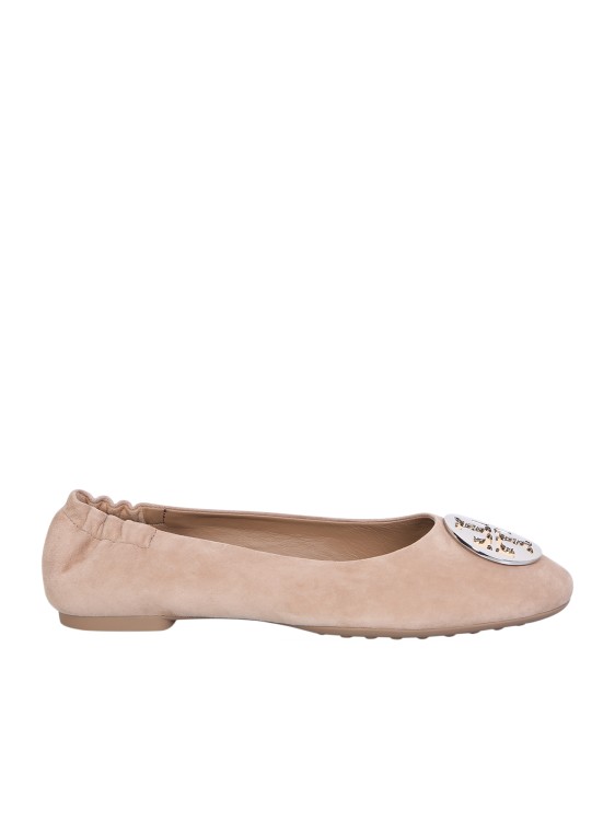 Tory Burch Classic Ballerine Claire Made Of Soft Suede With A  Double T Tag From Tory Burc In Neutrals