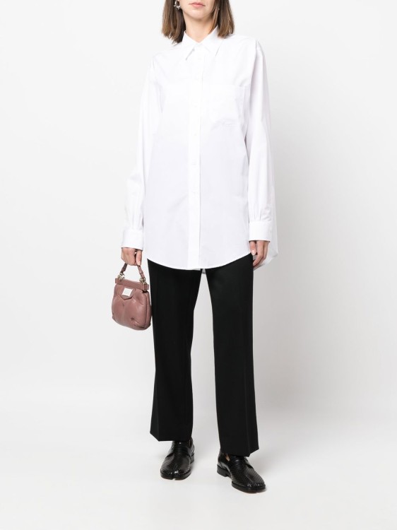 Shop Maison Margiela Long Cotton Poplin Shirt In White