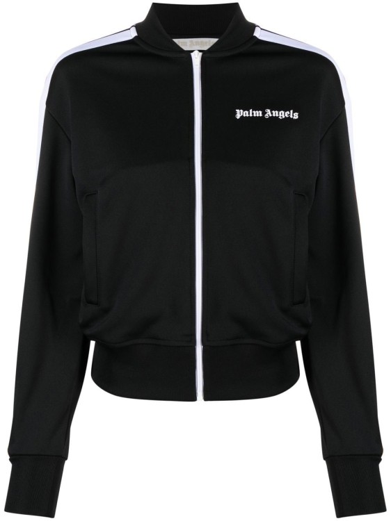 Palm Angels Logo-print Track Bomber Jacket In Black