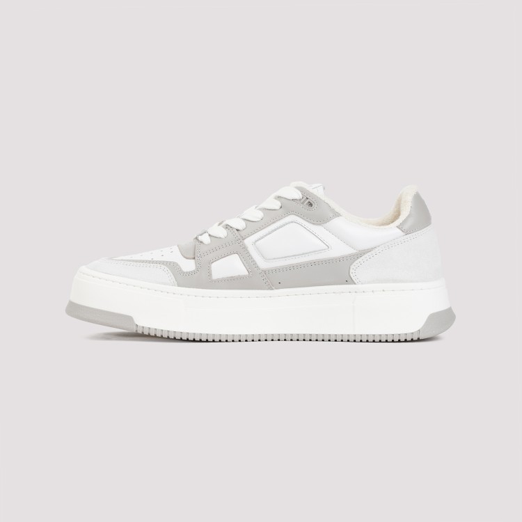 Shop Ami Alexandre Mattiussi New Arcade White Grey Leather Sneakers