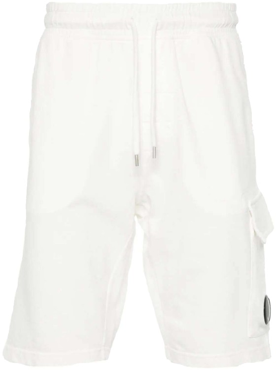 C.p. Company Lens-detail White Cotton Shorts