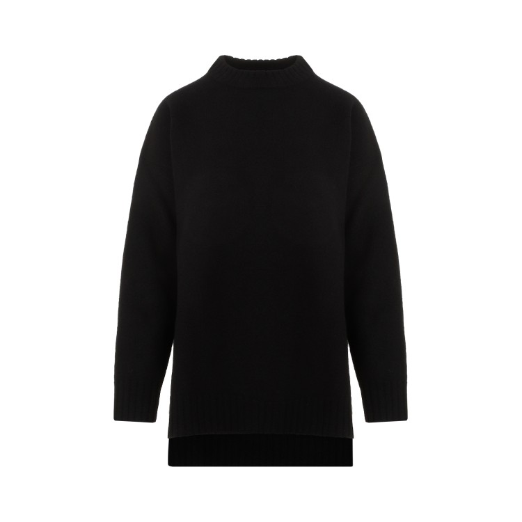 Jil Sander Wool Knit Pullover Mock Neck In Black