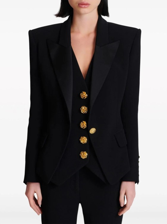 Shop Balmain Satin-lapel Single-breasted Blazer In Black