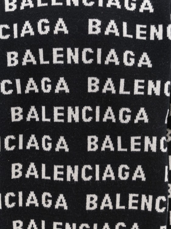 Shop Balenciaga Wool Sweater With All-over Logo In Black