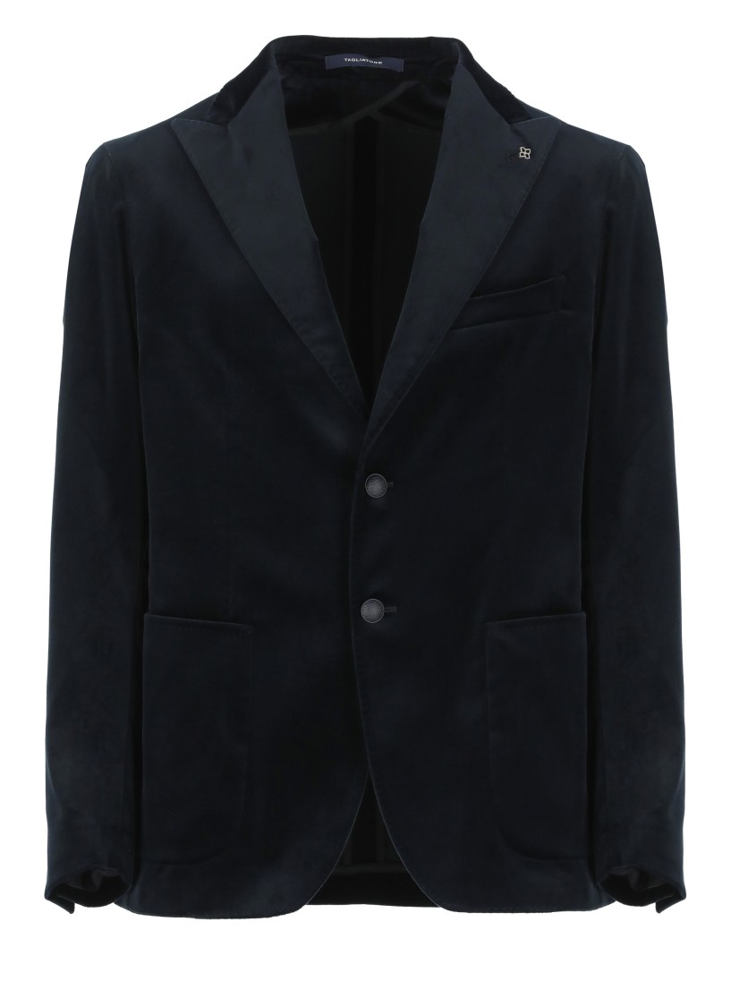 Tagliatore Lapel Single-breasted Jacket With Front Patch Pockets In Blue