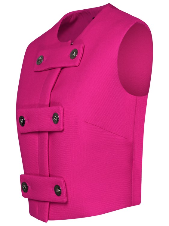 Shop Versace Fuchsia Polyester Vest In Pink