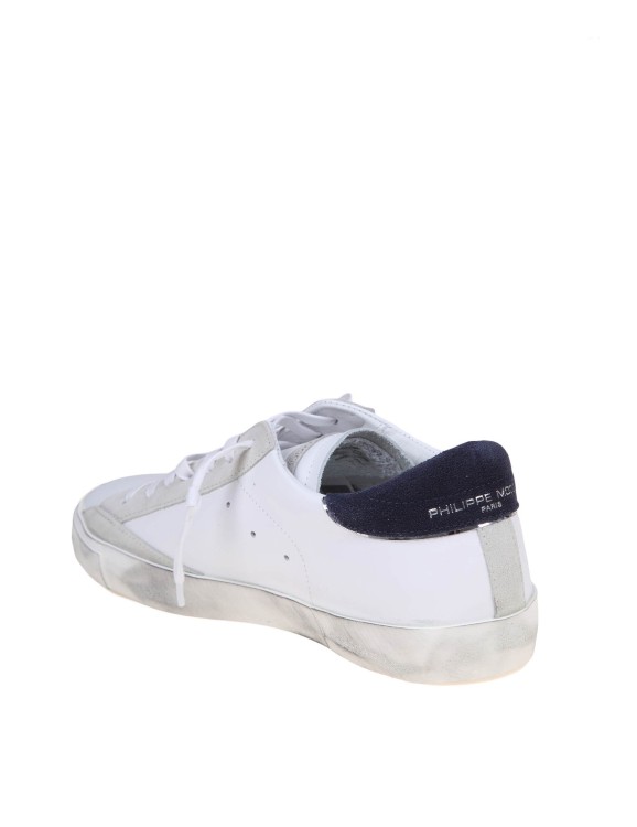 Shop Philippe Model Prsx Low Sneakers In White/blue Leather