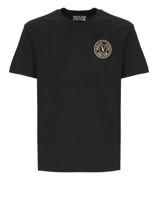 Versace Jeans Couture T-shirt With Vemblem Logo In Black