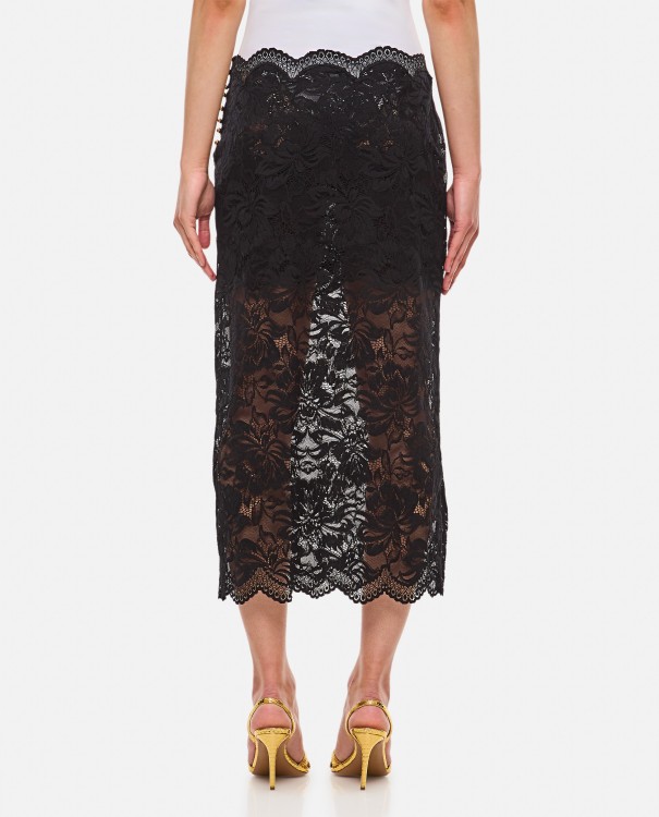 Shop Rabanne Lace Long Midi Skirt In Black