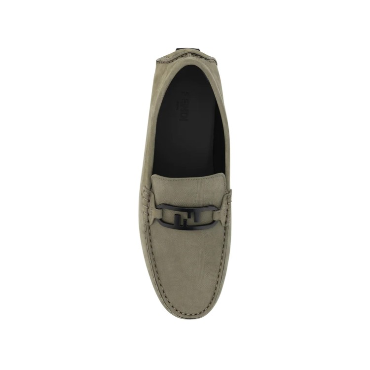 Shop Fendi Suede Driver Loafers In Grey